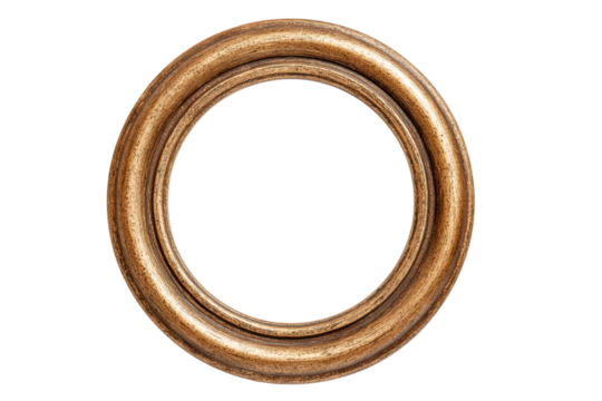 PNG Golden circular frame with ornate bevel on black background
