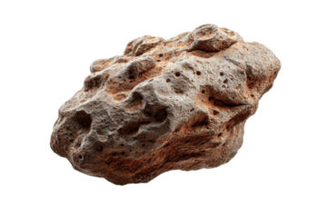 PNG Detailed close-up of a textured meteorite with numerous craters on a black background