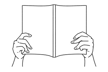 本を持つ手・線画のみ
