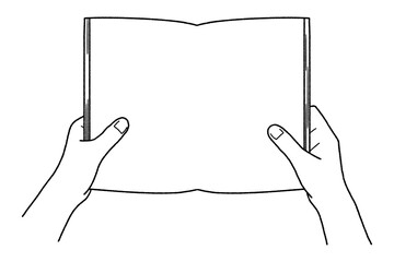 本を持つ手・線画のみ