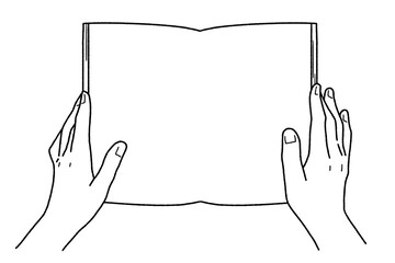 本を持つ手・線画のみ