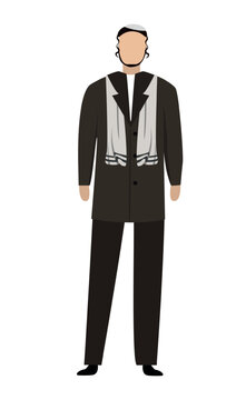 jewish man in black suit and tallit clip art preview