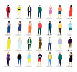 Small miniatures of different people on a white background - Vector illustration