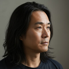 portrait of a man with long hair