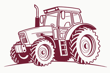 Illustration of a Classic Tractor The Symbol of Agriculture and Farming Heavy Machinery Used to Cultivate The Land Beautifully Outlined