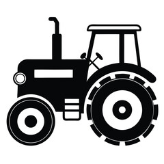 Silhouette of a Classic Tractor Symbolizing Agricultural Work and Farming Machinery for Rural Development and Transportation in Agricultural Landscapes