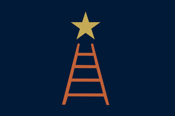 Ladder Reaching Toward Star Symbolizing Ambition and Success