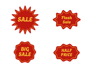 Sale tag. Red sale banner. Flash sale. big sale. half price.