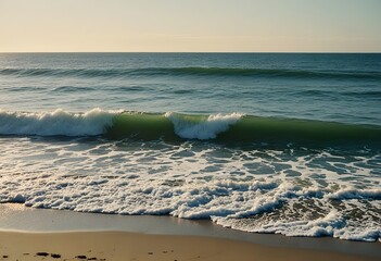 Peaceful Beach with Gentle Waves and Morning Light