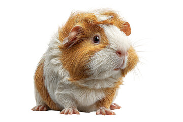 PNG Adorable guinea pig with fluffy fur on black background