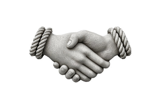 PNG Symbolic stone handshake with ropes representing unity and strength