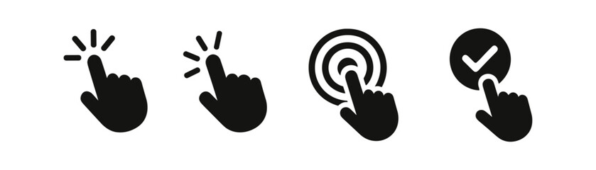 Obraz premium Hand gestures silhouette icon set. touch, click, swipe, and tap icons silhouettes