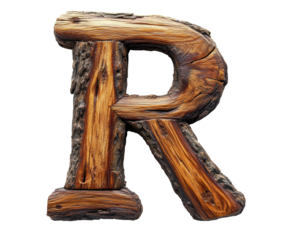 Rustic wooden letter r home crafting ideas isolated on transparent background