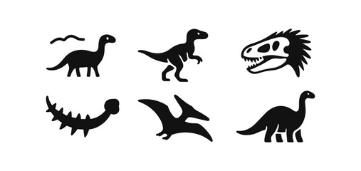 Dinosaur solid icon set. prehistoric, creature symbols solid collection