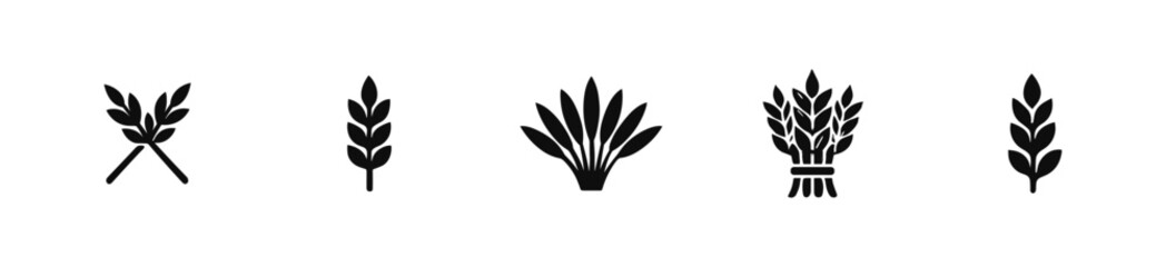 Fototapeta na wymiar Agriculture silhouette icon set. farming, crop, wheat, harvest, grain icons collection