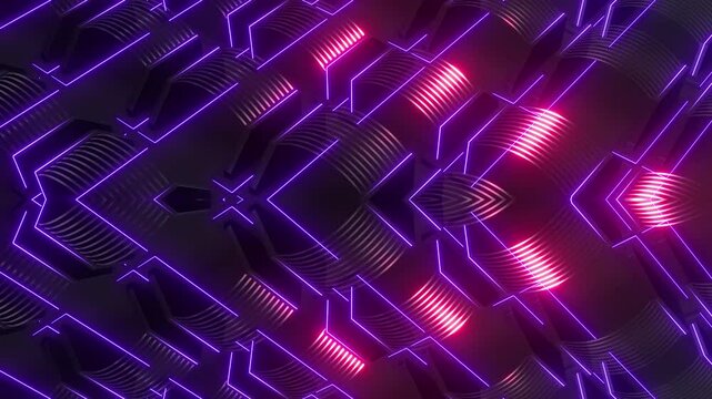 This stock motion graphic video of Neon Kaleidoscope Pattern Loop with gentle overlapping curves on seamless loops