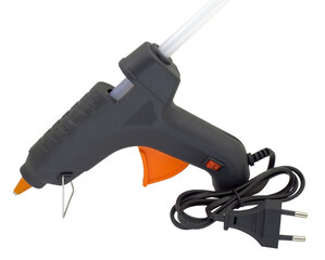 Electric hot glue gun isolated on white