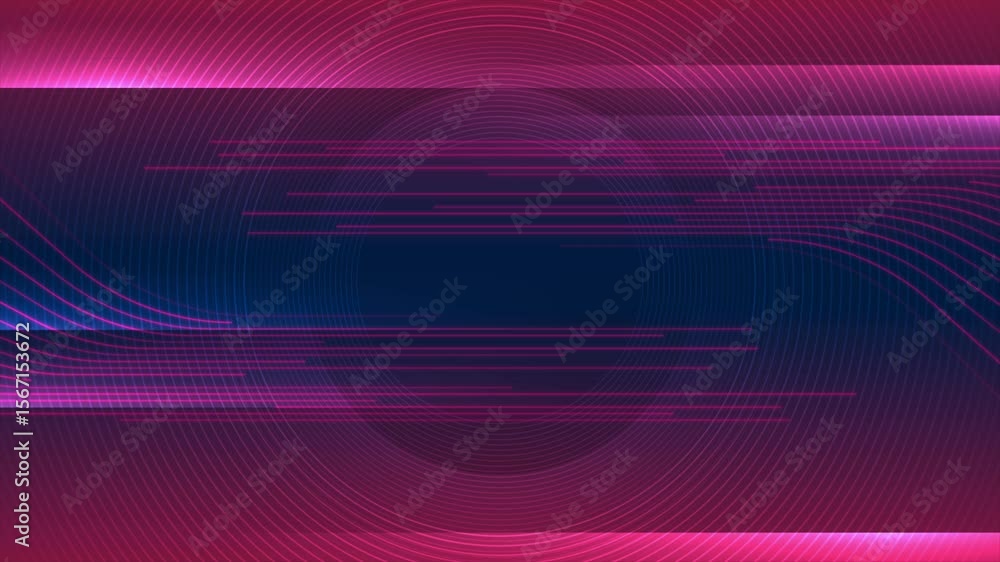 Poster bright purple minimal tech lines and circles abstract futuristic glowing background. seamless loopin