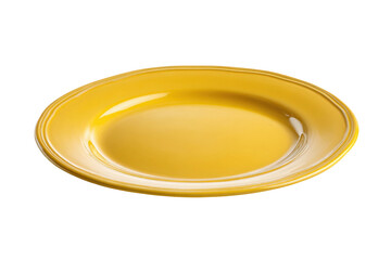 PNG Bright yellow ceramic plate against white background
