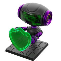 Robot Protecting Digital Security. 3D illustration.