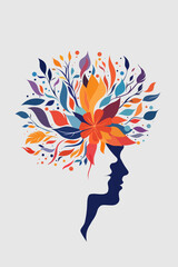 Head, Therapy, Psychotherapy, Prisology, Popular Psychology, Mind, Brain, Emotional Intelligence, Mental Health, Leaves, Flowers, Vector, Artwork