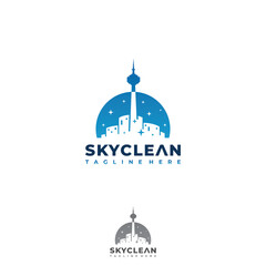 Urban Cleaning design modern logo with silhouette Toronto skyline
