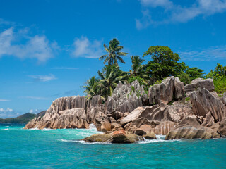 View from different sides of St. Pierre tropical island, Seychelles, Indian ocean
