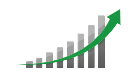Growth chart with arrow showing financial increase
