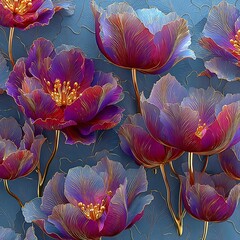 Stylized tulip petals in layered high resolution picture