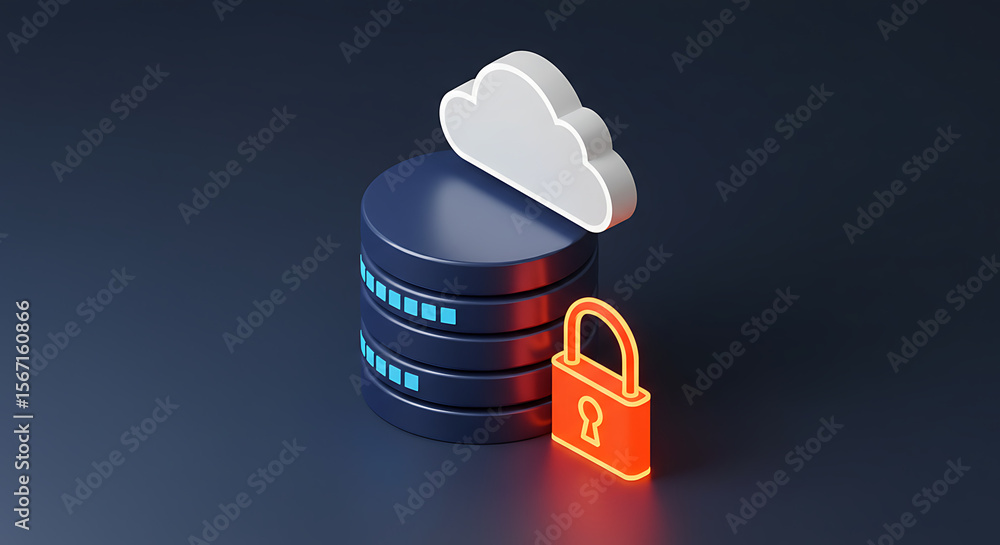 Poster secure cloud data: an artistic illustration showcasing the synergy of data protection within the clo