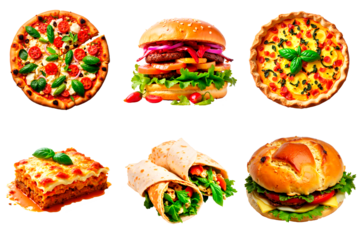 Assorted vegan dishes including pizza, burger, and lasagna for World Vegan Day  