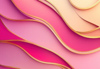 Luxury golden line background pink shades in 3d abstract style. Illustration from vector about modern template deluxe design.