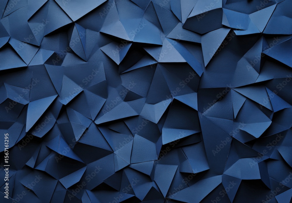 Fototapete modern simple dark navy blue background with overlap triangle layers. blue abstract background with 
