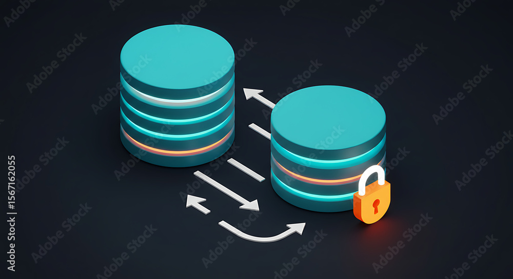 Poster secured data transfer: an illustrative graphic depicting the secure transfer of data between two ser