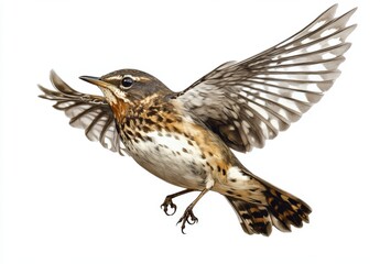 Fototapeta premium Thrush bird fly full body isolate on transparency background PNG