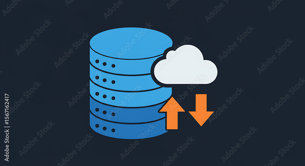 Poster data cloud and connectivity: this vector illustration symbolizes the fusion of data storage with clo