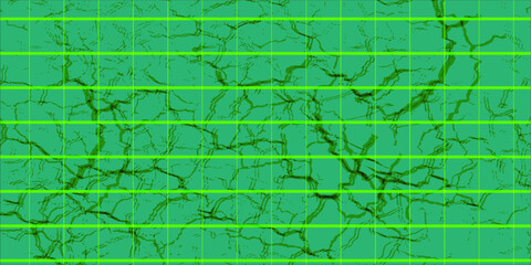 Abstract digital artwork featuring a green texture with visible cracks and bold grid pattern. Perfect for backgrounds, innovative graphic design