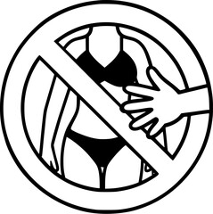 prohibition sign, warning, sexual harassment, forbidden, criminal act, swimming pool, sauna, bath, hotel, beach, locker room, prevention, vector, illustration