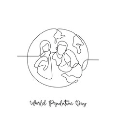One continuous line drawing of World Population Day vector illustration. World Population Day themes design concept in simple linear continuous line. Suitable design for your campaign and design asset