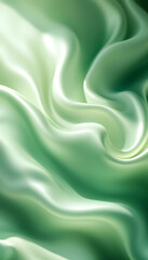 Obraz premium Green silk waves abstract background with smooth flowing texture