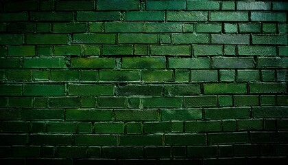 forest green brick wall with sharp joints modern dark theme artistic surface grain rich lighting