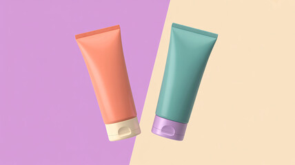 Pastel Colored Cosmetic Tubes Elegant Packaging Design for Skincare and Beauty Products