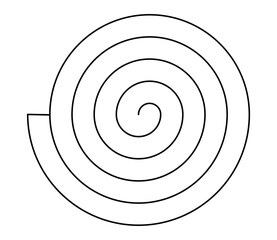 Simple black and white spiral icon design. Clipart image isolated on background.