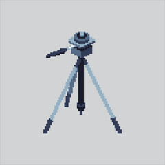 Pixel art illustration Tripod Stand. Pixelated Camera Tripod. Camera Tripod Stand Icon pixelated for the pixel art game and icon for website and video game. old school retro.