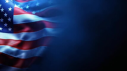 Closeup of silky American flag fabric with soft shadows patriotic texture perfect for Fourth of July Memorial Day
