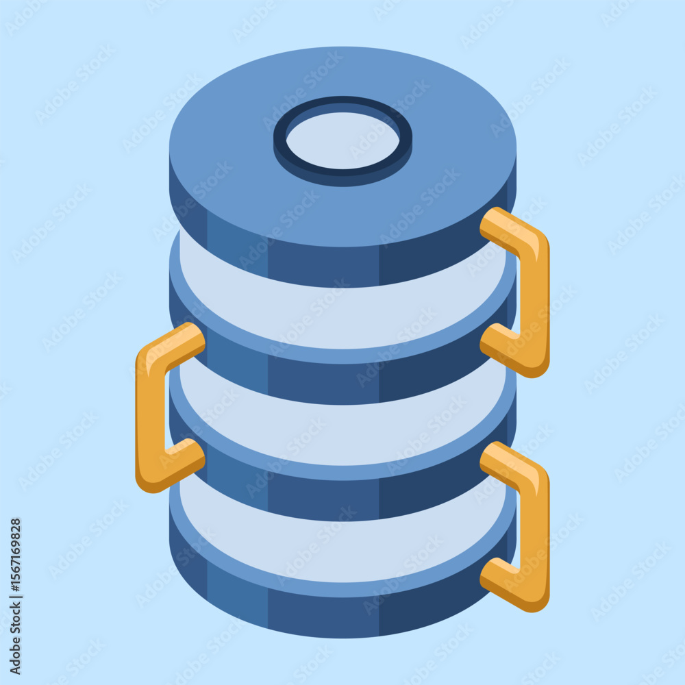 Poster isometric cloud database. cloud computing and file cloud storage. big data storage technology. isome