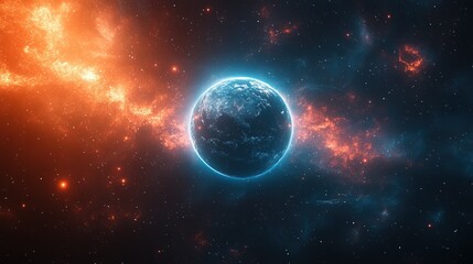 Obraz premium Earth in a vibrant cosmic landscape
