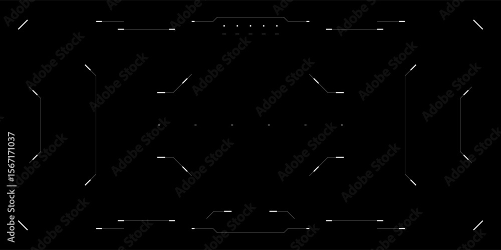 Poster hud overlay with cyberpunk ui for drone or sci fi interface. futuristic glitchy tech dashboard. targ