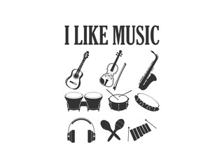 I like music simple and minimalist graphic tee for everyday music lovers