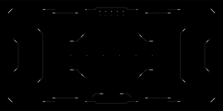 HUD overlay with cyberpunk UI for drone or sci fi interface. Futuristic glitchy tech dashboard. Target reticle digital distortion, FPV cockpit layout and binary code elements.